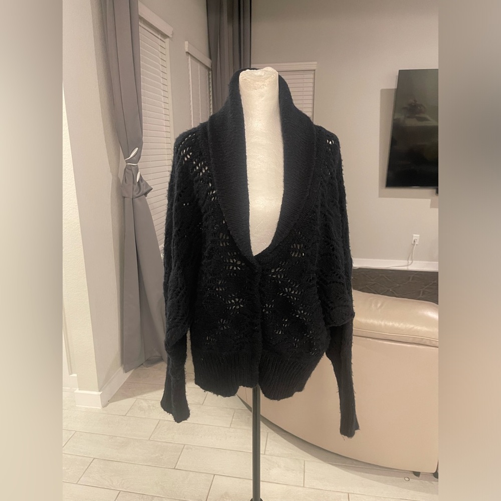 Free people wool blend knit button front cardigan Sz L